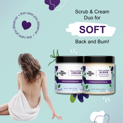 the beauty co Body Care Essential Kit | Back and Bum Cream and Scrub and French Lavender Essential Oil